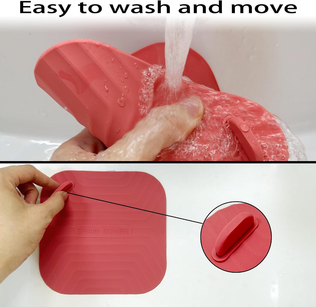 2 Pcs Red Shower Drain Cover Tub Stopper(5.9 x 5.9 Inch)