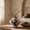 Wabi Sabi Rusty Vintage Vase, 6.3" Tall Wabi Sabi Decor Rustic Farmhouse Pottery Vase for Centerpiece, Textured Pottery Flower Vases for Home Decor, Table, Living Room, Bathroom, Kitchen