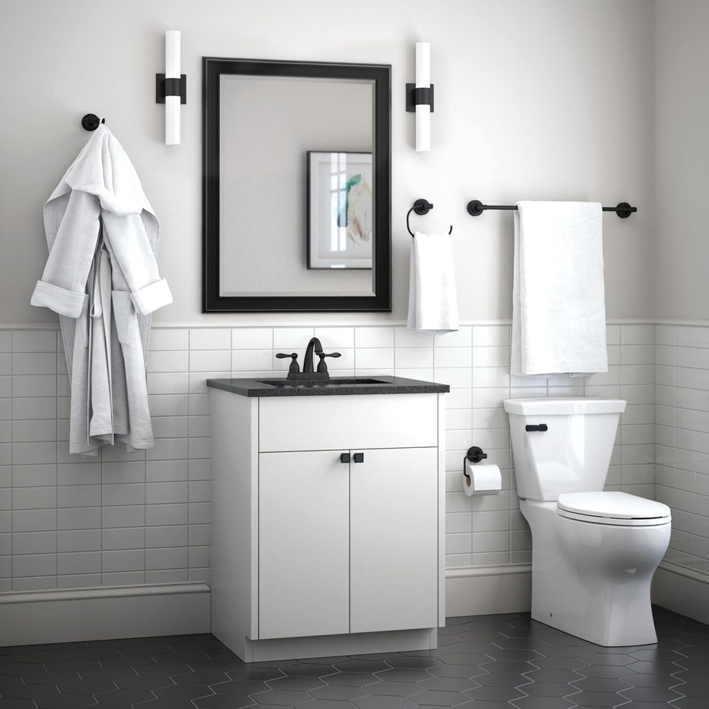 Franklin Brass Voisin (1-Pack) 24' Towel Rack for Bathroom, Matte Black Bar Holder Wall Mounted Rod, Hardware | Accessories VOI24-MB