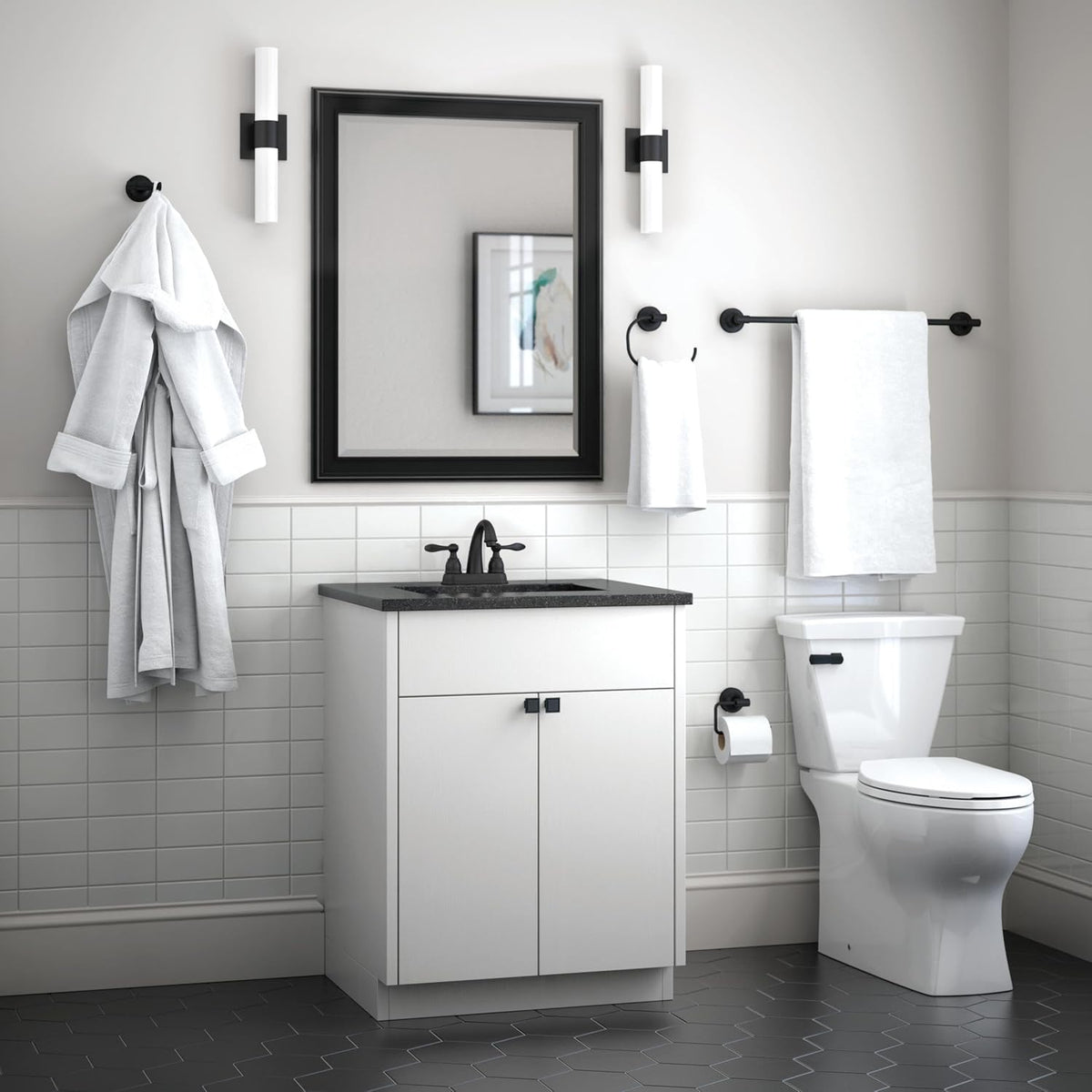Franklin Brass Voisin (1-Pack) 24' Towel Rack for Bathroom, Matte Black Bar Holder Wall Mounted Rod, Hardware | Accessories VOI24-MB