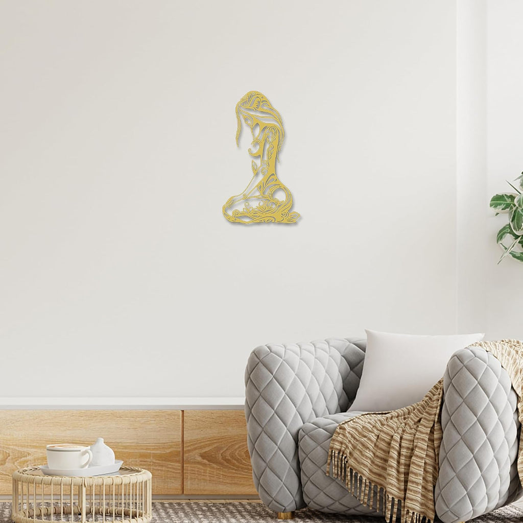 Xedatric Abstract Metal Wall Art Minimalist Line Sculpture for Home.Gold.