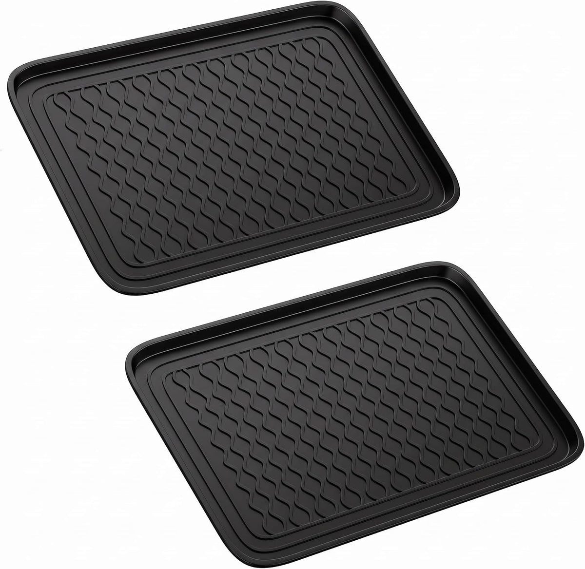 Stalwart Indoor Outdoor Boot Tray, Black, 23.75x15.75, 2-Pack