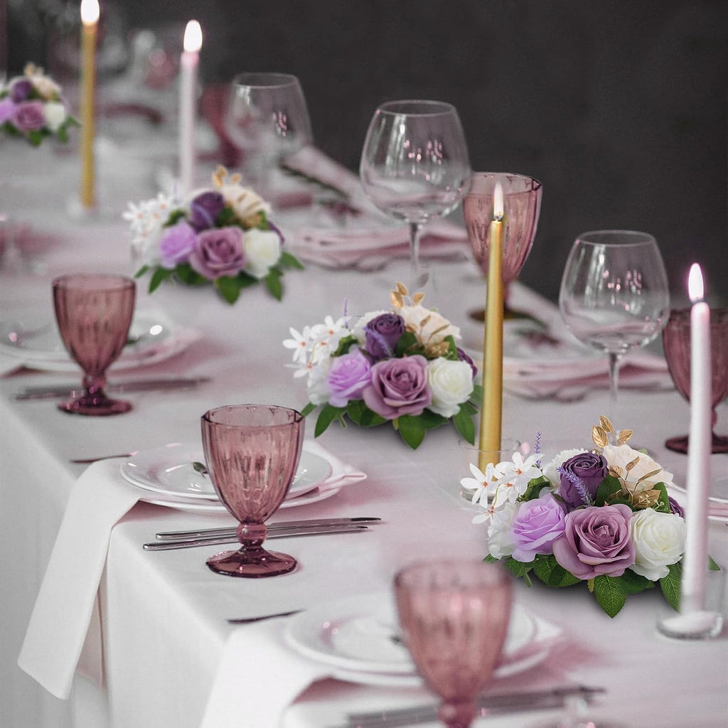 BLOSMON Artificial Flowers Ball Table Centerpieces, 2 Pcs, Lilac and White