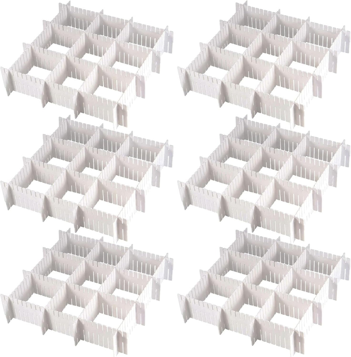 MUKCHAP 72-Piece DIY Grid Drawer Organizer, 12.6 Inch Adjustable Drawer Dividers for Sock, Underwear, Scarf, White