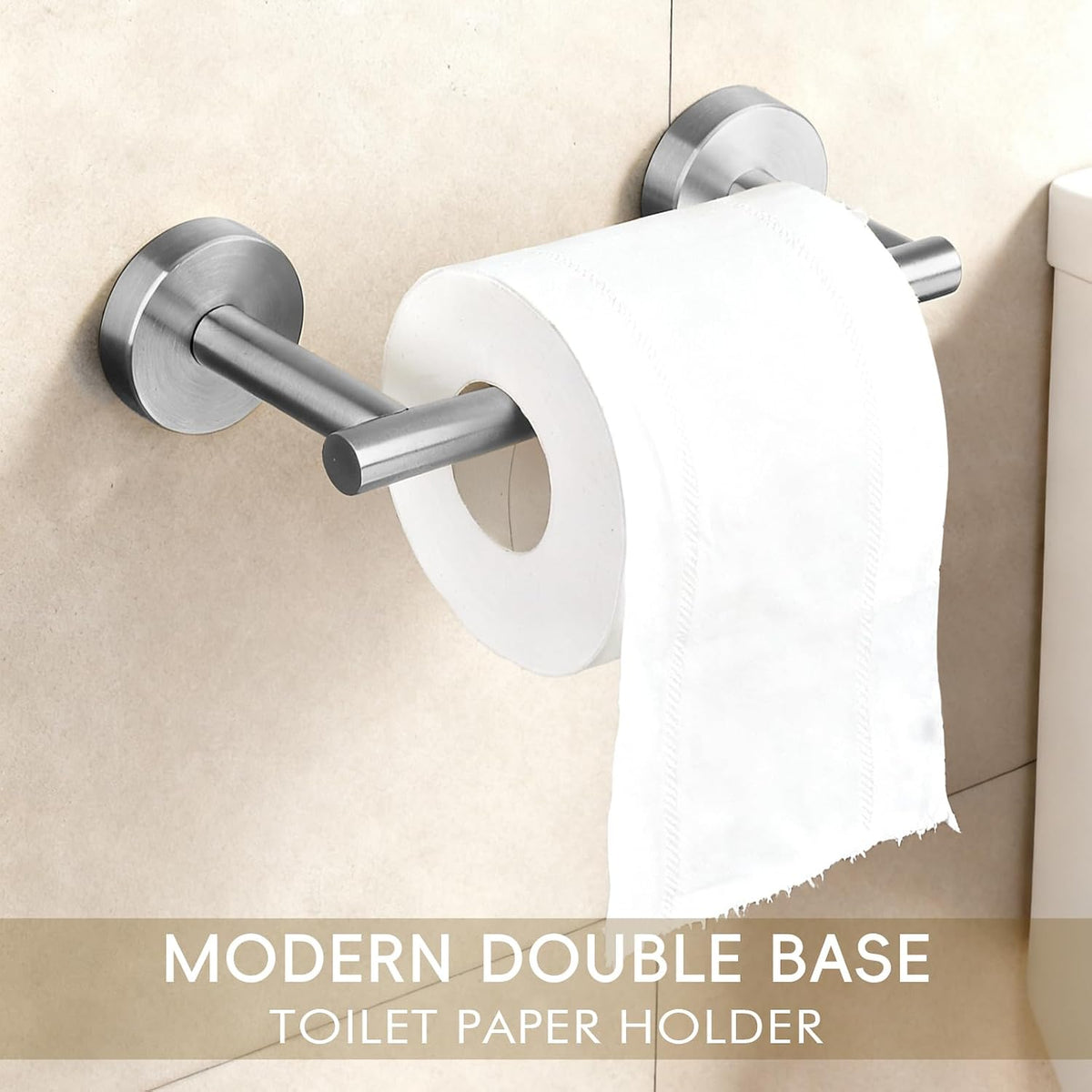 Toilet Paper Holder, NEWRAIN Double Post Pivoting Bathroom Toilet Paper Roll Holder, Stainless Steel Wall Mounted RV Tissue Roll Holder, Brushed Nickel Commercial Farmhouse Toilet Paper Dispenser