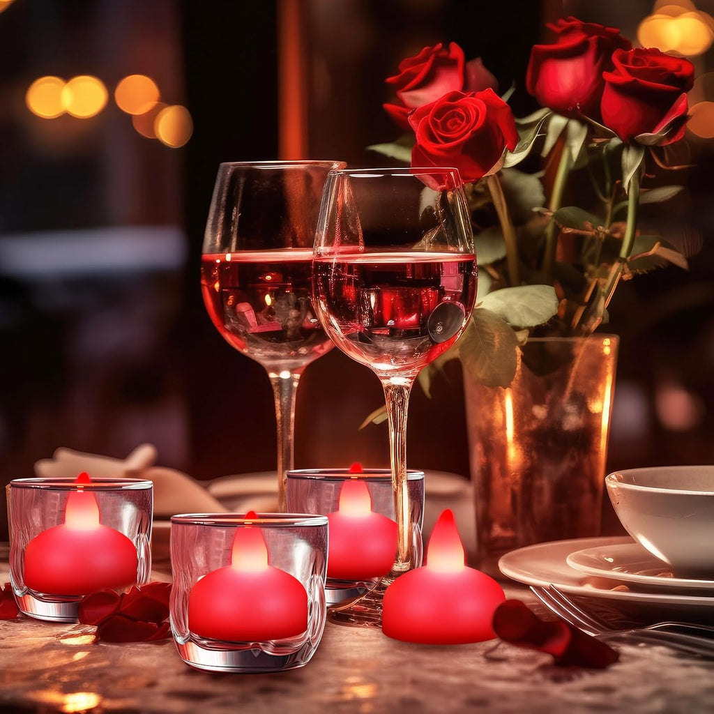 Honoson 24 Pack Red Flameless LED Floating Candles Battery Operated