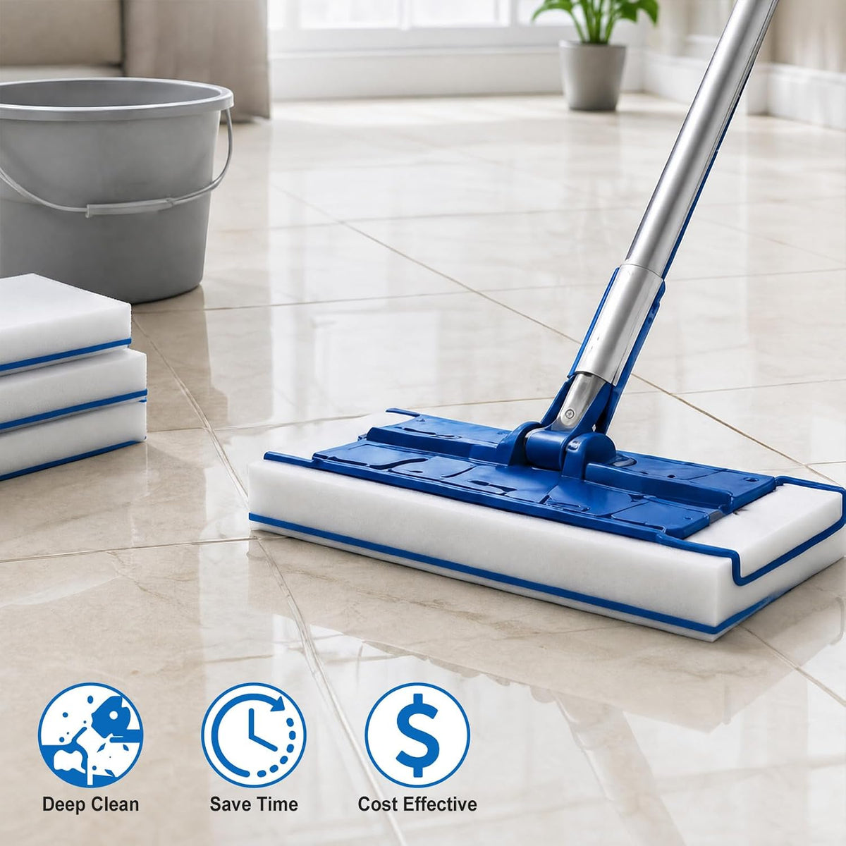 10 Pack Magic Sponge Eraser Mop Pads, 4.5" x 10" x 1"