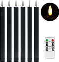 Halloween Decorations, Black Flameless Taper Candles with Remote, Set of 6