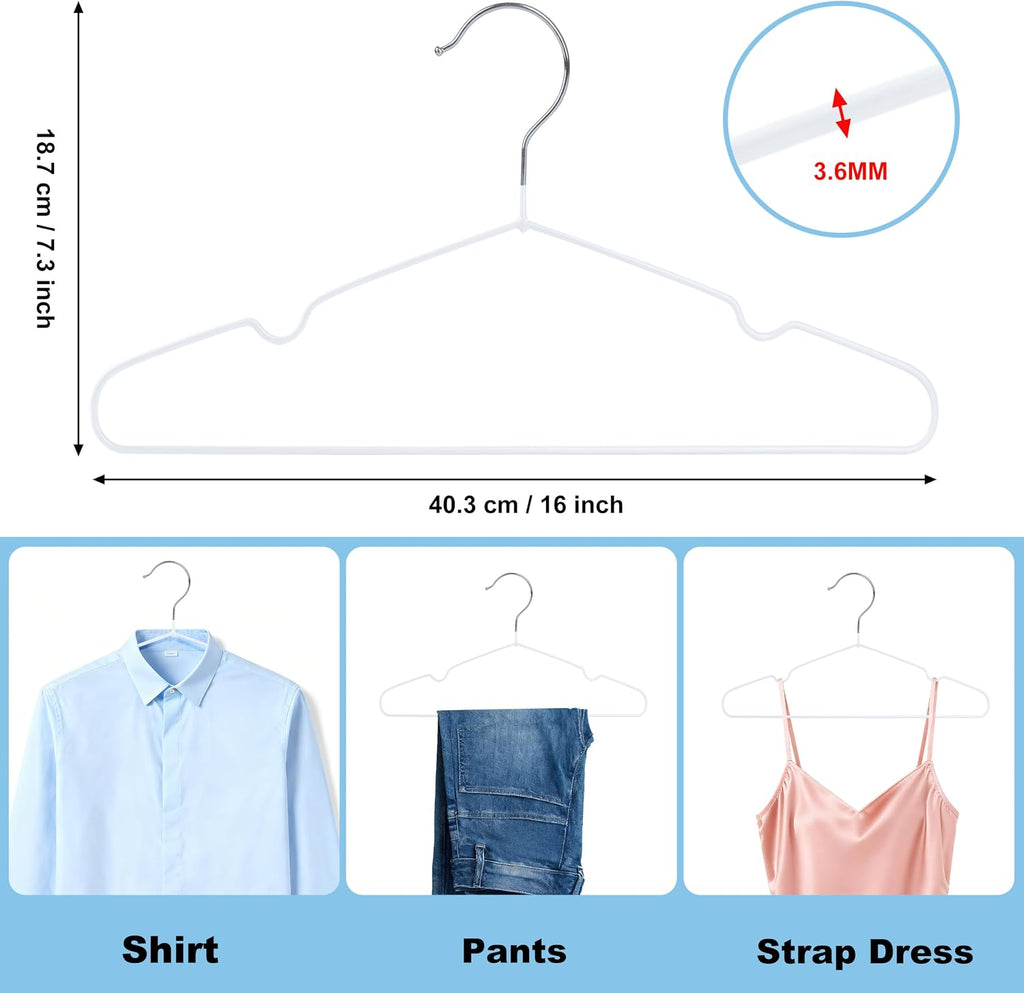 Quality Non-Slip Metal Hangers 50 Pack - Slim Space Saving for Closet