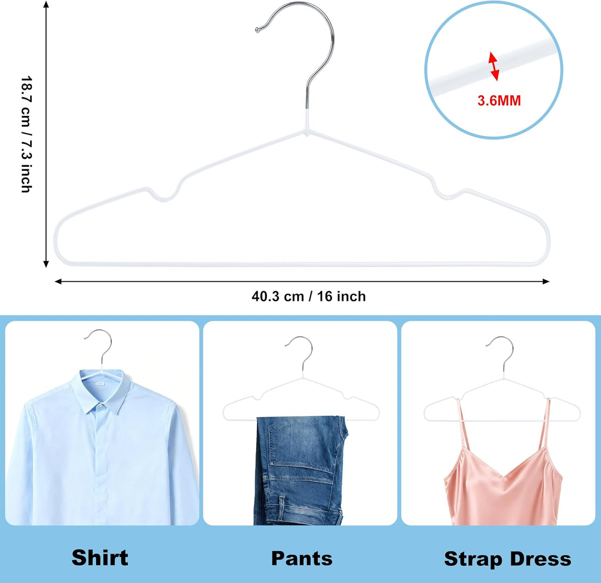 Quality Non-Slip Metal Hangers 50 Pack - Slim Space Saving for Closet