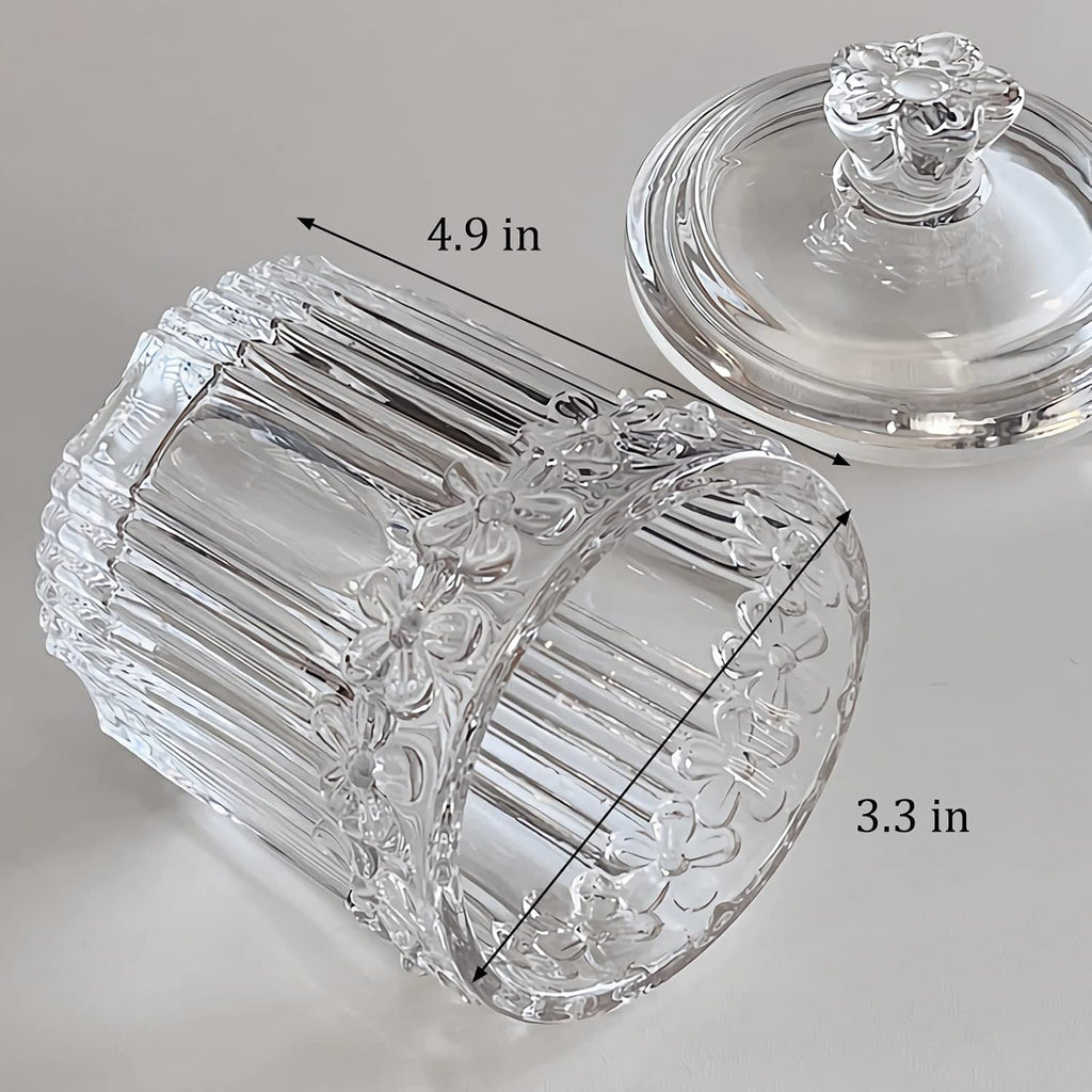 rejomiik 2 Pack Qtip Holder Glass Apothecary Jars with Lids, Clear