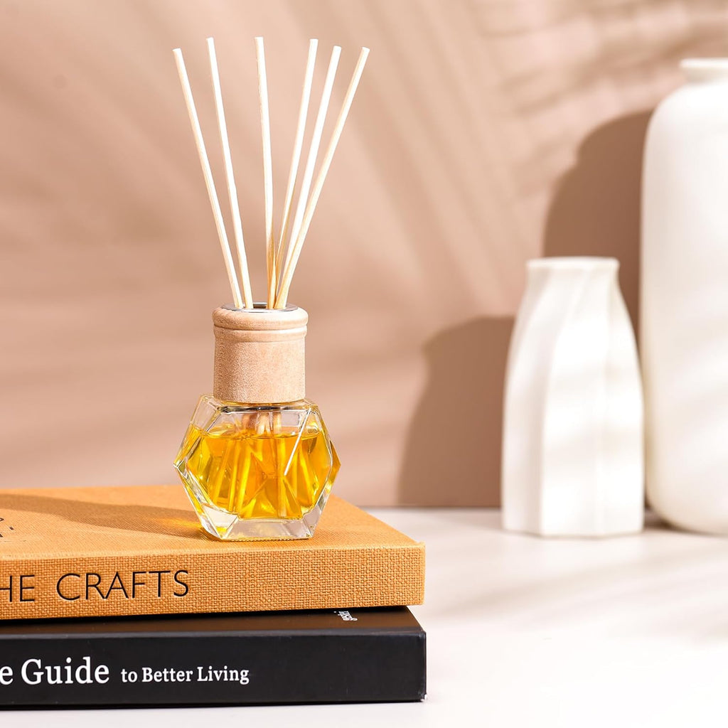 Roshtia 20 Set Reed Diffuser Bottles Empty 50ml Glass, Wooden Caps, Sticks