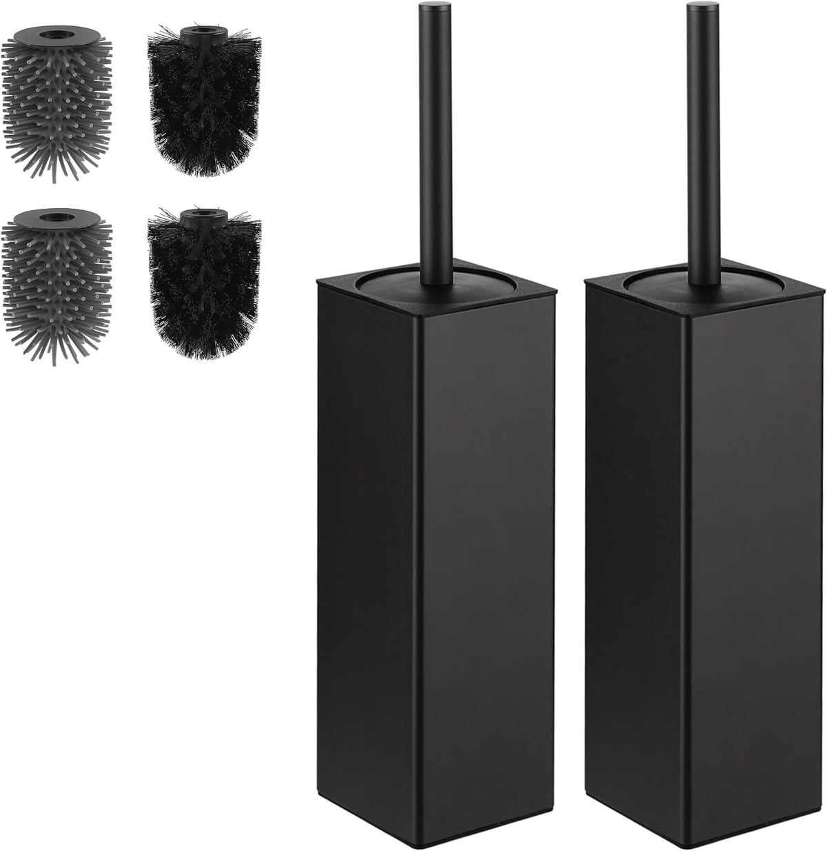 BVL Toilet Brush and Holder 2 Pack for Two Bathrooms, Matte Black