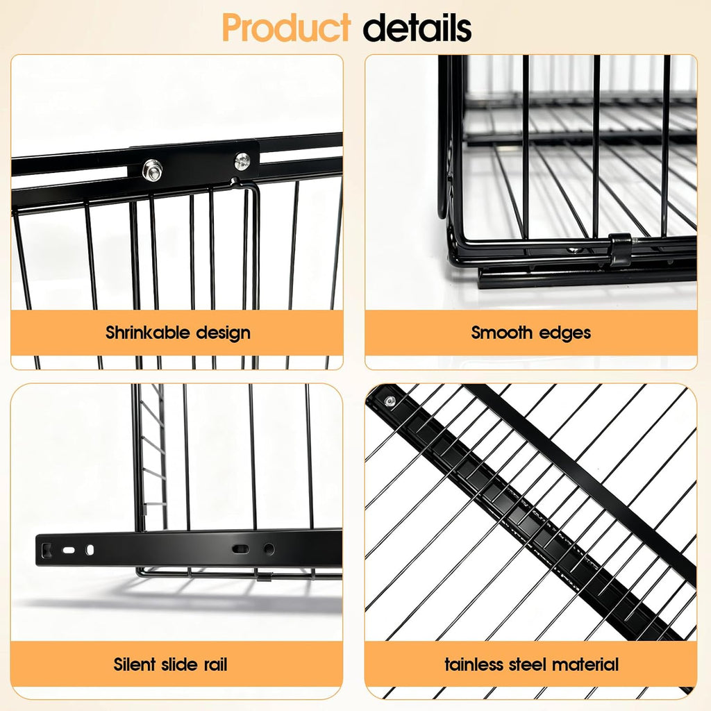 2Pack Expandable Pull Out Cabinet Organizer Adjustable Width 13"-20", Kitchen Organization with Adhesive.Bathroom Under Sink Organizers and Storage,Bedroom Slide out Drawers,Pantry