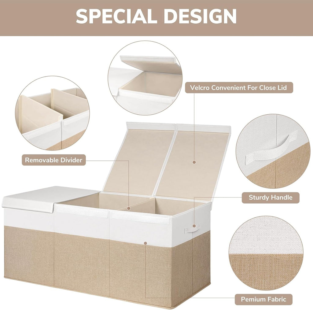 INDRESSME 185L Extra Large Toy Storage Box with Lid Collapsible Toy Chest