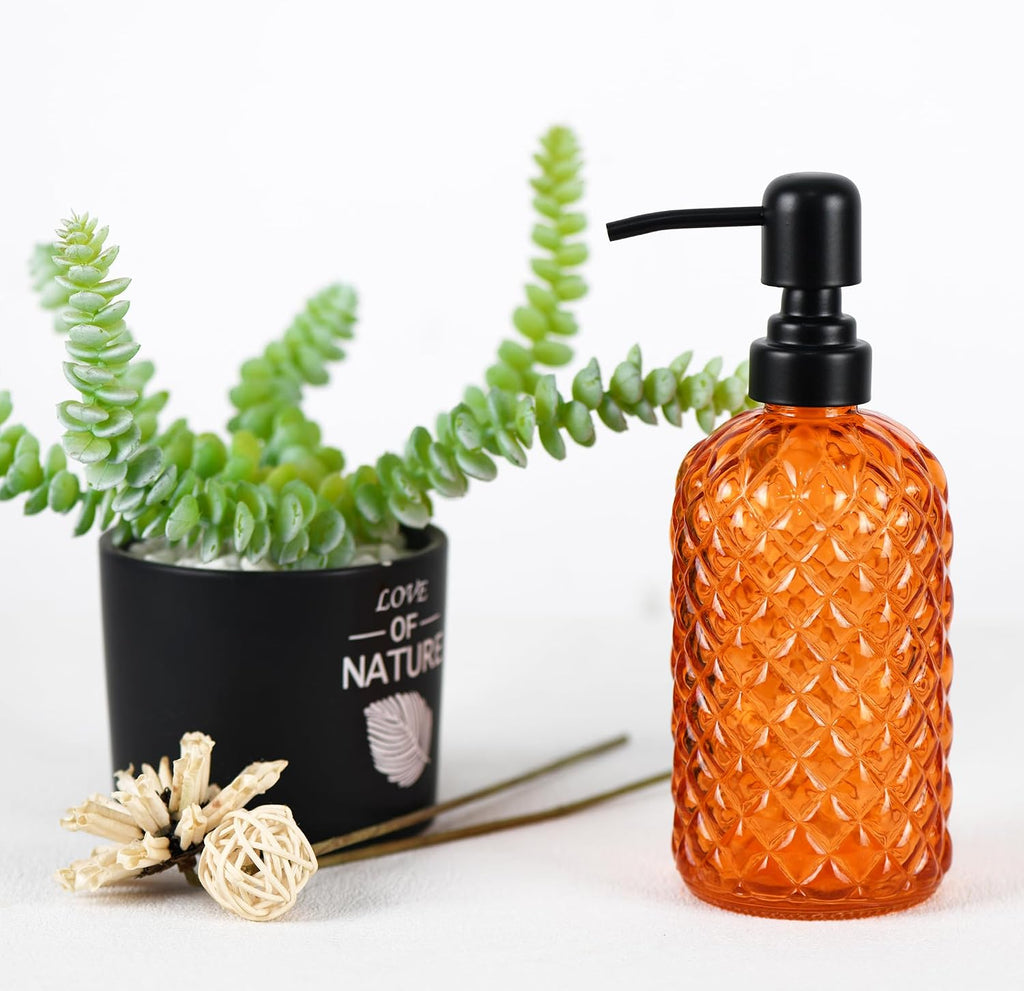 12Oz Glass Soap Dispenser with Black Rustproof Stainless-Steel Pump