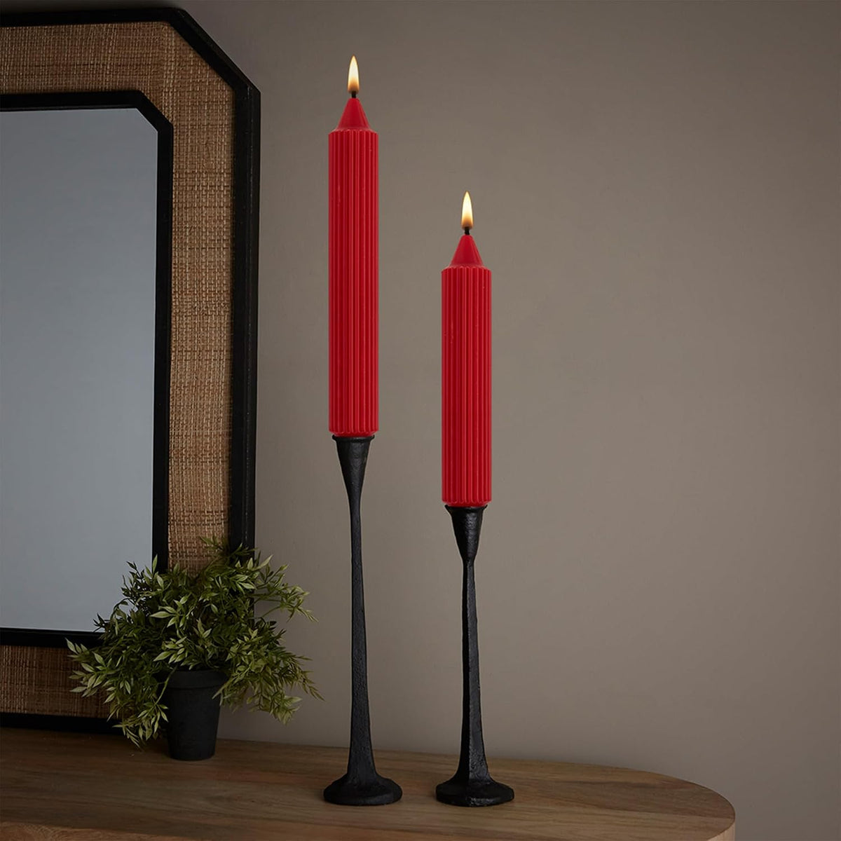 Root 4-Count Unscented Grecian Collenette Candles, 9-Inch, Red