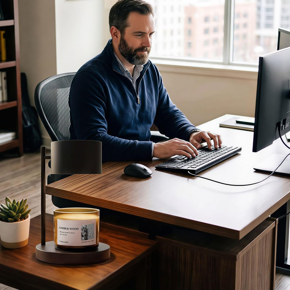 VOHO Amber Wood Wickless Candles for Candle Warmer Lamp, 9oz Scented Candle