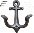 KiaoTime (Rusty Brown Vintage Rustic Cast Iron Nautical Anchor Design Wall Hook Coat Hook Rack, Decorative Wall Mounted Antique Shabby Chic Metal Home Bath Room Towel Coat Hook Hanger