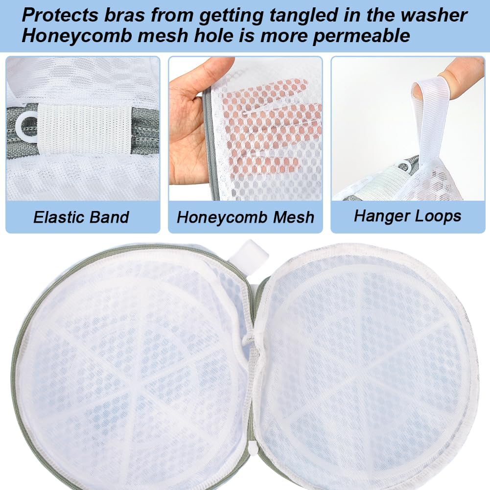 Vivifying Bra Laundry Bags, 2 Pack, 7 x 7.5 Inch Mesh Wash Bags