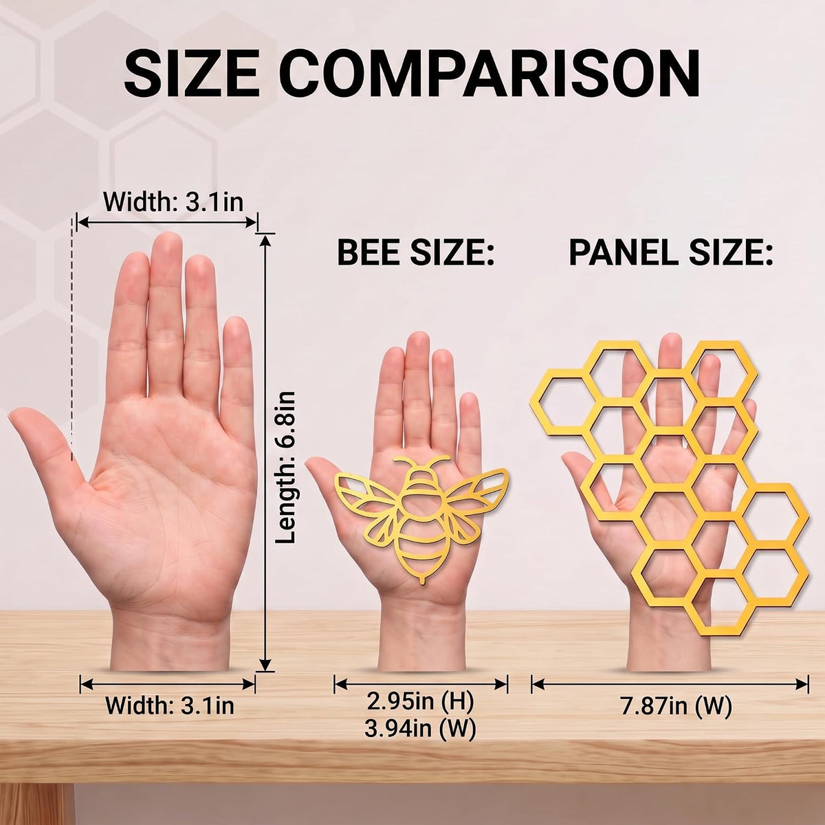 Peryiter 5 Pcs Metal Bee Wall Art Farmhouse Honey Bee Honey Comb Decor Wire Metal Wall Decor Hanging for Living Room Garden Bedroom Office Home(Gold)