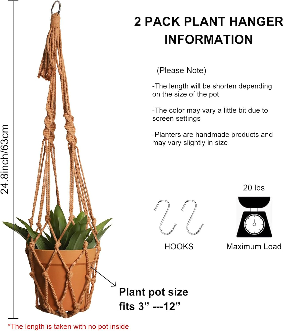 Artilady Macrame Hanging Planter for Indoor Plants Boho Plant Hanger Holder