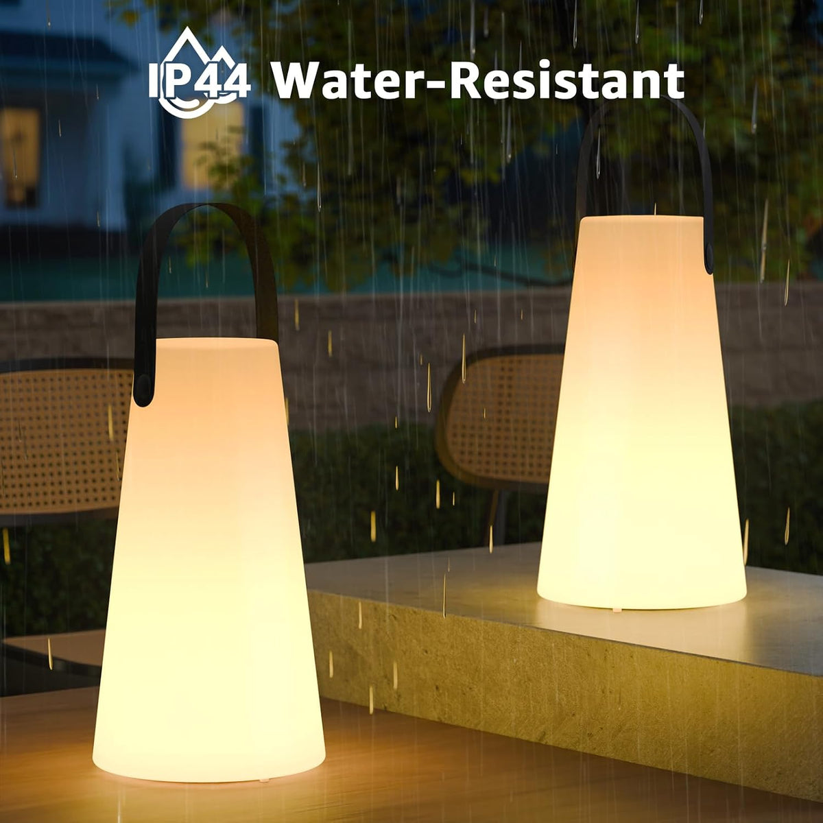 2 Pack Outdoor Lanterns Rechargeable Cordless Table Lamp with RGB Colors
