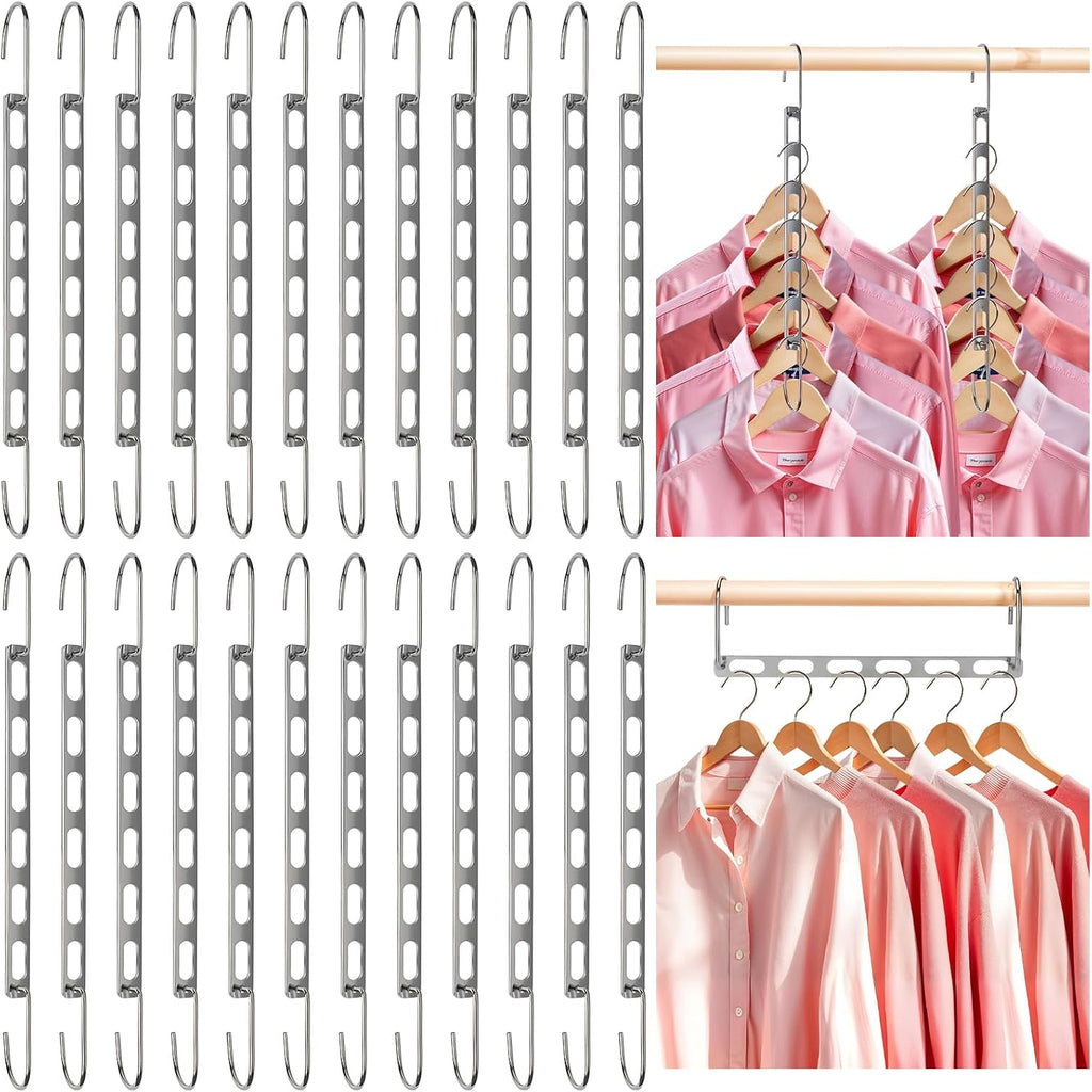 24 Pack Space Saving Hangers for Clothes, Metal Collapsible Hangers