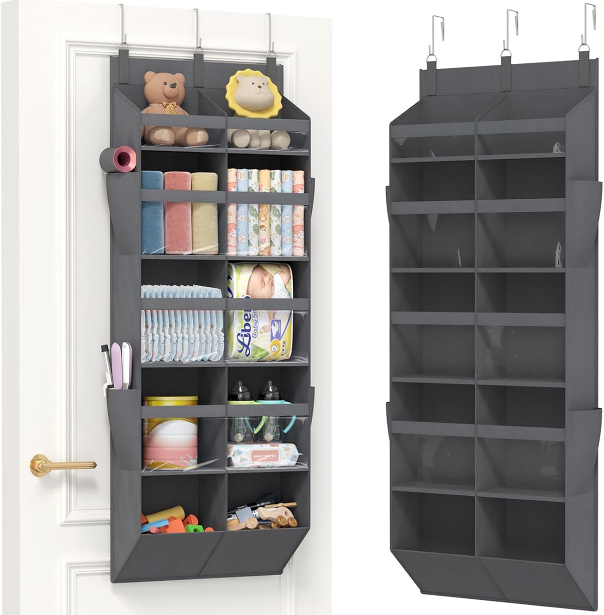 Lifewit 1 Pack Over the Door Organizer,10 Section Hanging Storage,Dark Gray