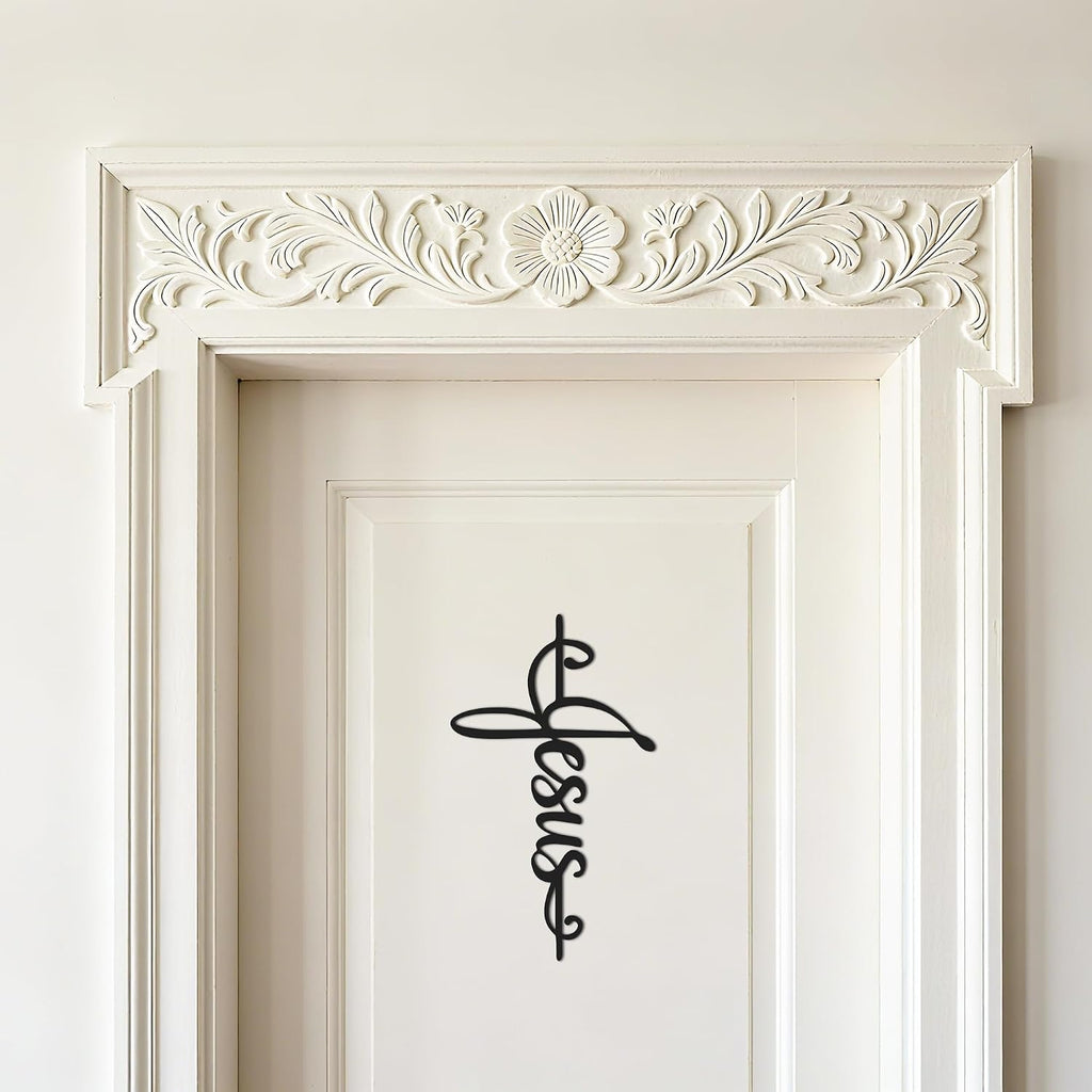 JEWLOVE Jesus Cross Metal Wall Art, Christian Church Home Office Decor
