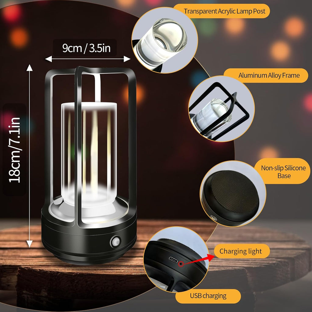 Cordless Table lamp, 4000mAh Battery Rechargeable Lamp (Black-2)