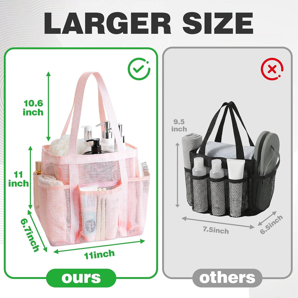 Mesh Shower Caddy Portable with Zipper for College Dorm Essentials Pink
