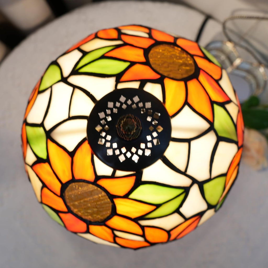 Tiffany Lamp Stained Glass Table Lamp Sunflower Style Small Bedside Lamp Living Room Dining Room Reading Office Decoration Desk Lamp Home Decoration Creative Gift