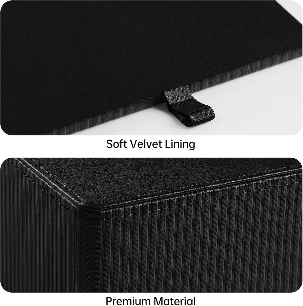 PU Leather Square Tissue Box Cover Tissue Box Holder Cube (Black)