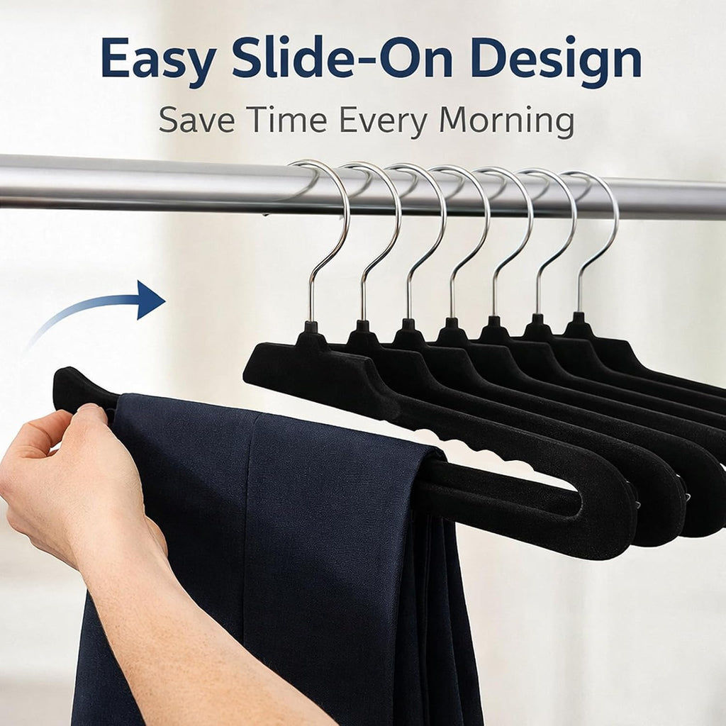 Pants Hangers, 10 Pack Non-Slip Open Ended Velvet Hangers
