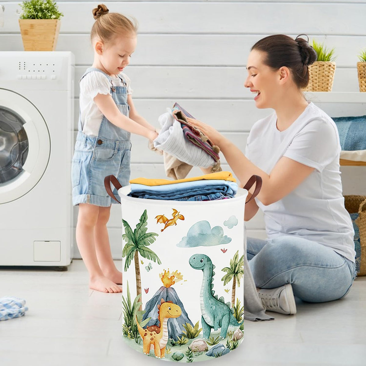 Dinosaurs Baby Laundry Hamper,Collapsible canvas laundry basket,Dinosaur Baskets for Boys,Dragon dirty clothes basket(Roaring dinosaur)