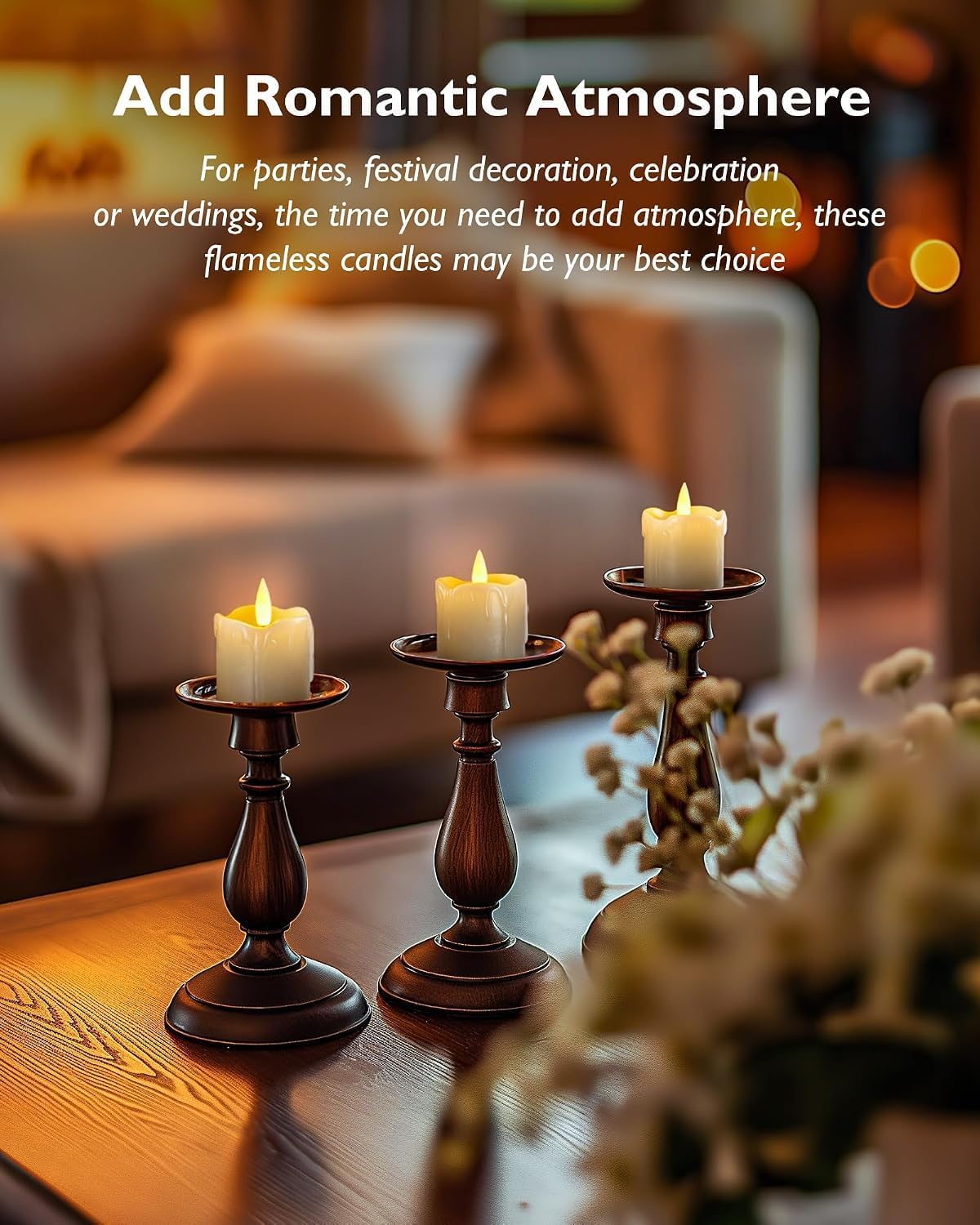 Homemory 2"x2" Real Wax Flameless LED Votive Candles, Timer Remote, 6 Pack