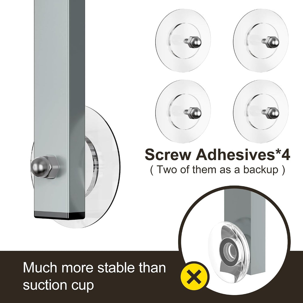Orimade Adjustable Anti-slip Shower Caddy Overhead, Rustproof Hanging Shower Organizer With 2 Razor Hooks - No Drilling, 3-Tier Shelves, Silver Grey