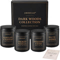 Scented Candles for Men, 4 Pack Dark Woods Manly Gift Set, 36 oz Total