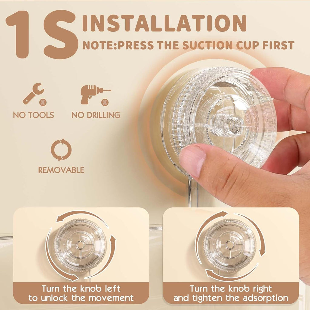 LUXEAR Clear Suction Cup Shower Caddy, BPA-Free Bath Toy Storage