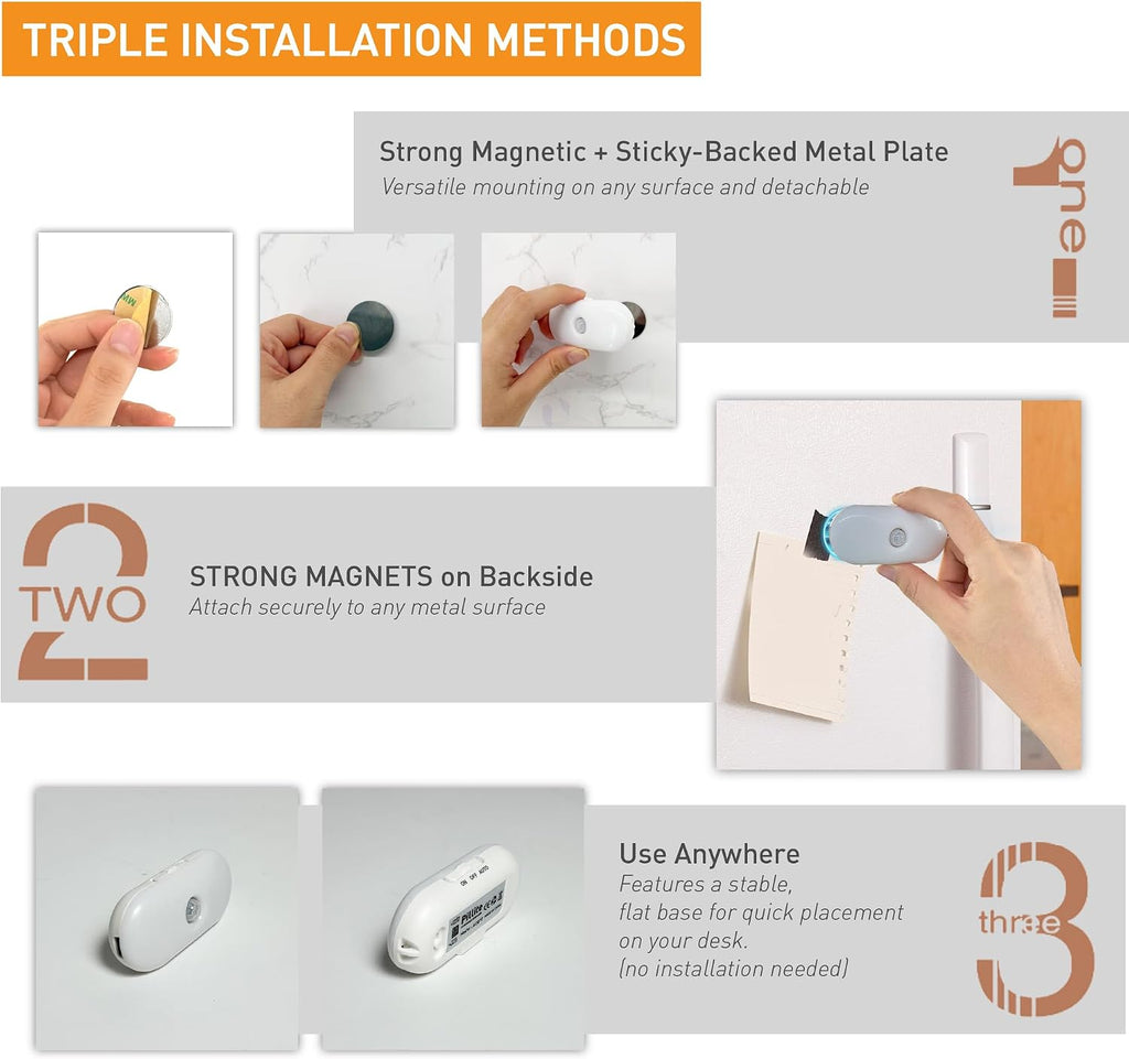 Rechargeable Motion Sensor Night Light, 2-Color White & Warm Toilet Light with Auto/On Mode, Magnetic & Adhesive Installation for Bathroom, Bedroom, Hallway (1 Pack)