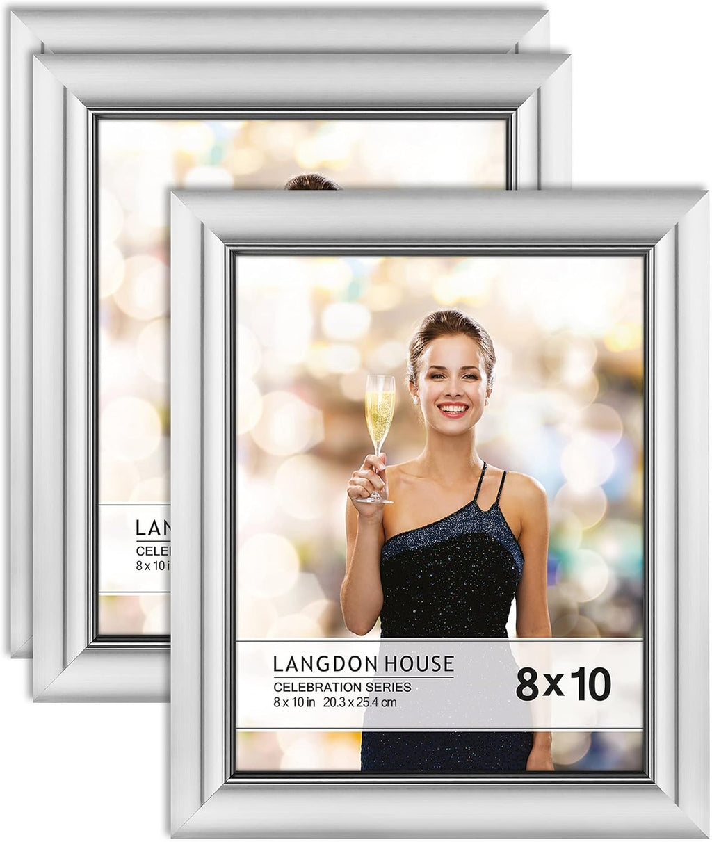 Langdon House 8x10 Picture Frames - Silver, 3 Pack - Celebration Collection