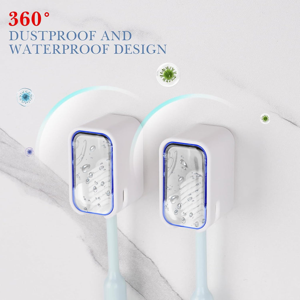 4 Pack Toothbrush Holders for Bathrooms Shower, Wall Mount Toothbrush Organizer with Cover, Self Adhesive Electric Toothbrush Storage, Quick Dry Toothbrush Hanger (Clear)