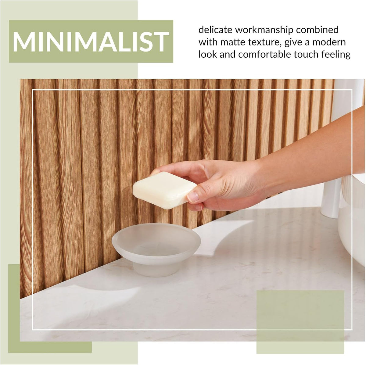 Aomasi Glass Round Soap Holder for Bathroom Shower Sink, Frosted