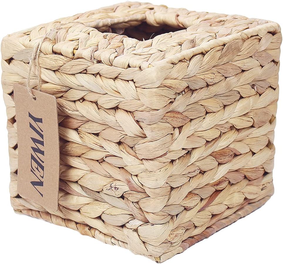 Square Tissue Box Holder Decorative Woven Tissue Box Cover Decorative Napkin Holder Automotive Decoration Tissue Cover for Bathroom Vanity Countertops, Bedroom, Desks, Tables, Office, Kitchen