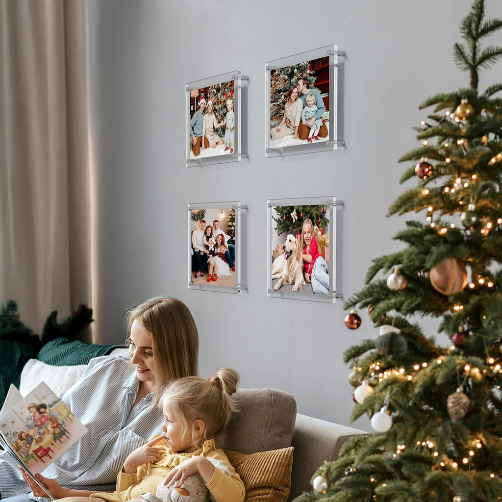 AITEE 8.5x11 Acrylic Picture Frames 4 Pack, Clear Floating Wall Frames