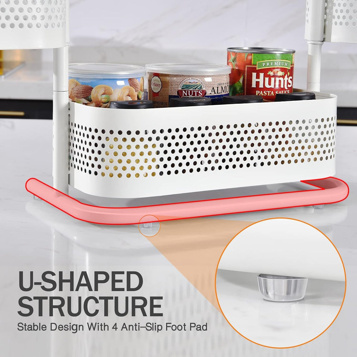 KINGRACK Metal Bathroom Counter Organizer，Rotating Countertop Storage Shelf