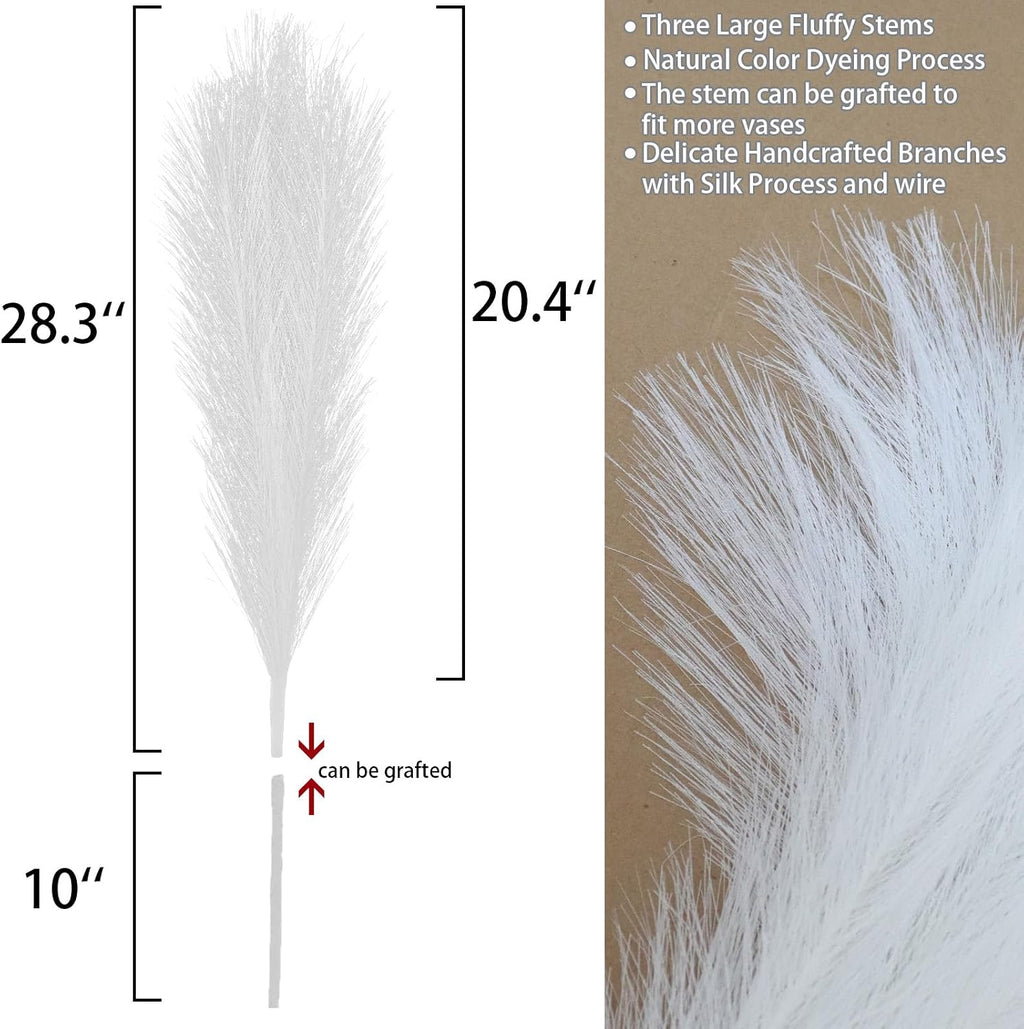 MAKHOT White Pampas Grass Decor Fluffy, Faux Pampass White Small Fake Pampas 30"-5 Pcs Pampass Grass Floral WhiteFlowers Filler for Floor Vases, WhitePampas for Home Vase Decor