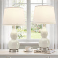 GyroVu 22" Table Lamp Set of 2, Color Temperature Adjustable Double Gourd Ceramic Lamps Classic Nightstand Table Lamps for Bedroom Beside Lamps for Living Room, Cream-Bulbs Included