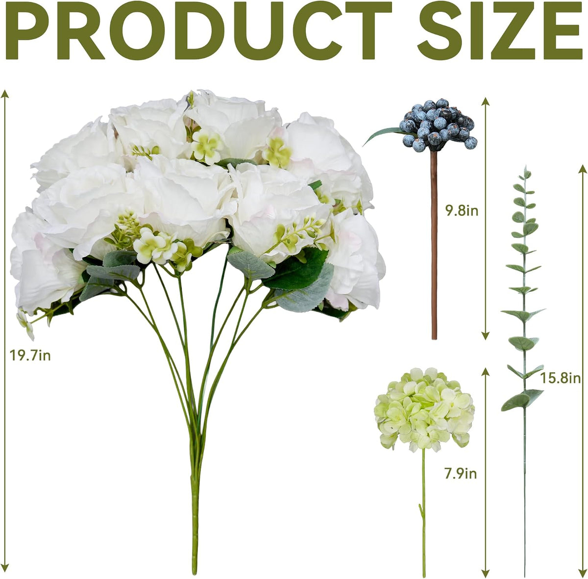 White Roses Artificial Flowers Arrangements for Table Rose Bouquet Indoor